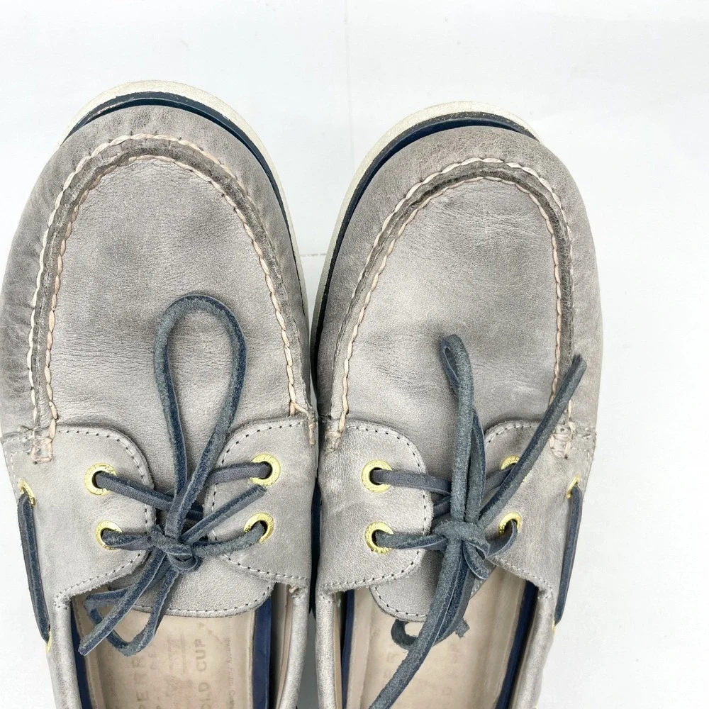 Sperry Gold Cup Authentic Original Boat Shoes Mens 10.5M Grey Leather Preppy